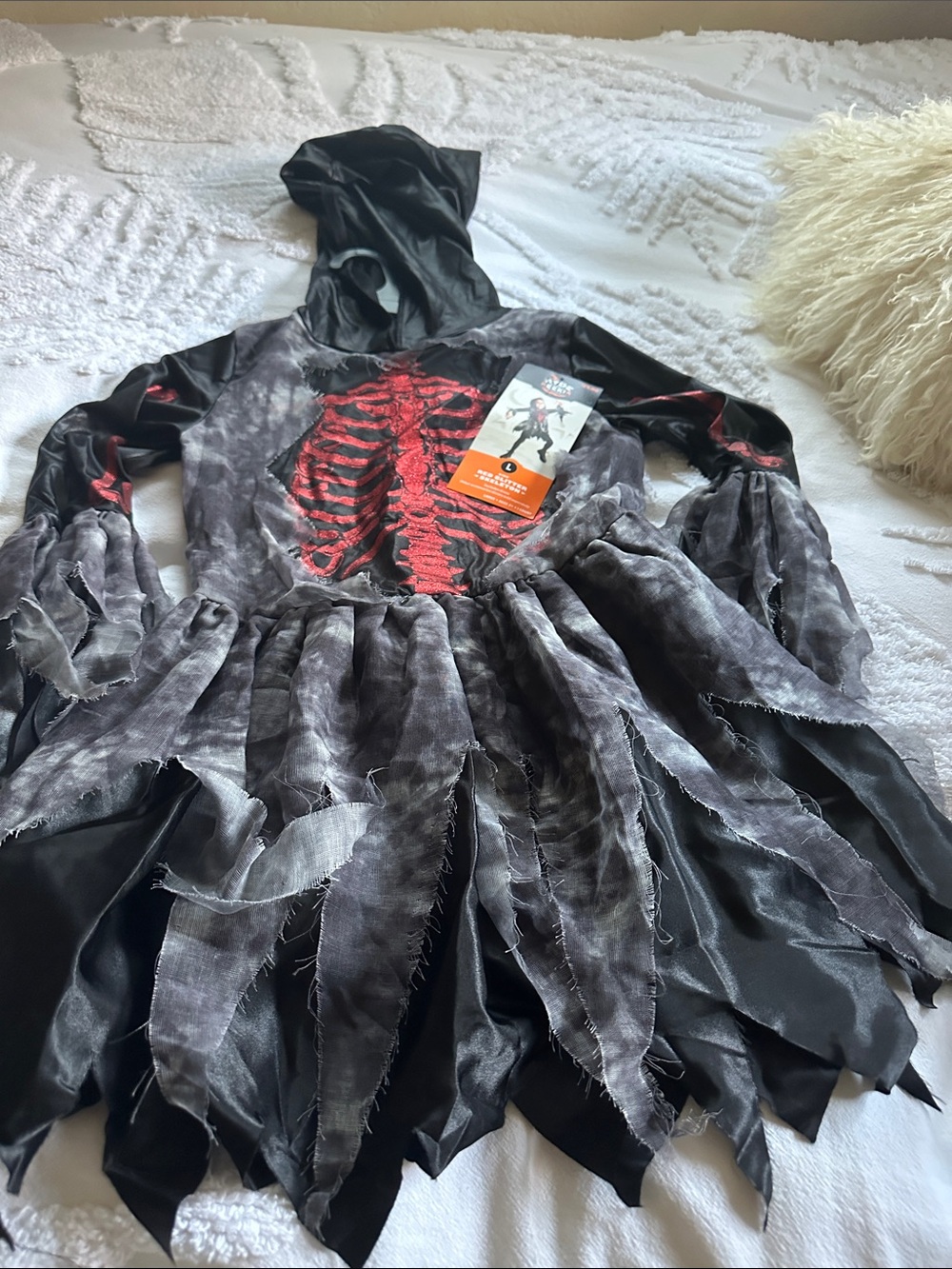 Hydro Flask Black and Red Tattered Skeleton Hooded Costume Dress